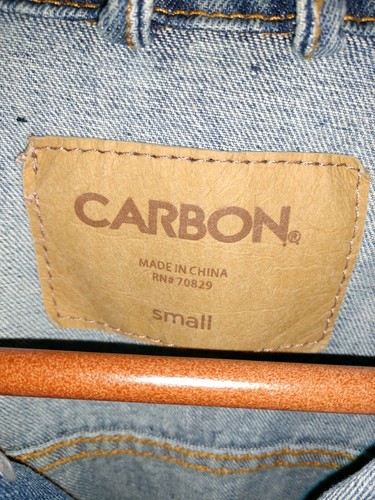 Vintage Carbon woman's Denim Jacket size Small distressed faded embroidered