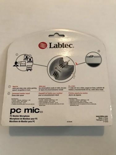 Labtec PC Mic 333 Condenser Cable Consumer Microphone. New