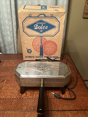 Vintage Dolce Model 300EP Automatic Pizzelle Maker With Box For Parts or Repair