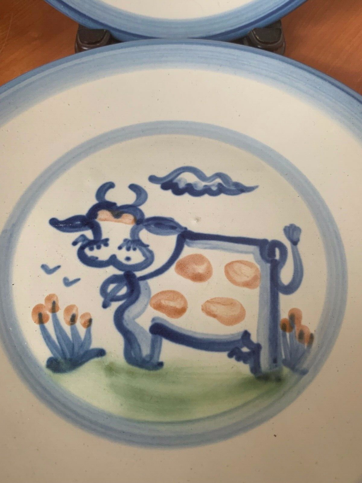 M A Hadley Country Scene Blue 2 Lunch Plates Dishes 9