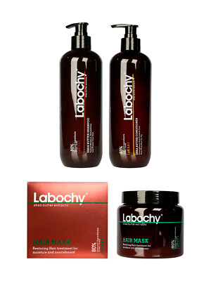 Labochy Shea Butter Shampoo, Conditioner & Mask Set Dry & Damaged Hair 16.9 OZ