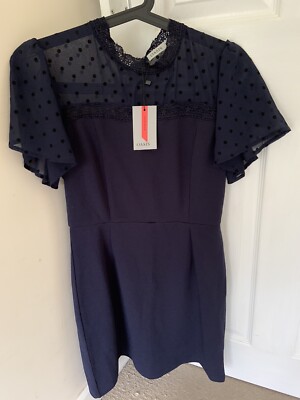 Ladies Girls Navy Oasis Dress Size 10 Bnwt