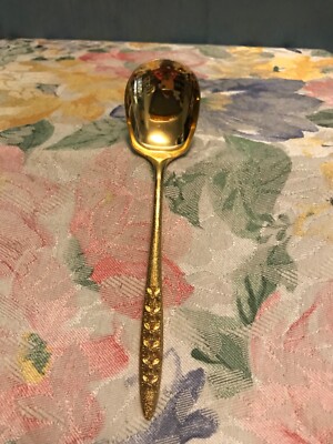 Vintage Nasco La Canada Gold Tone Stainless Steel Flatware Sugar spoon