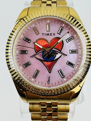 Timex X Jacquie Aiche Legacy Soulmate Watch Pink Mother Of Pearl Dial 36mm Runs!