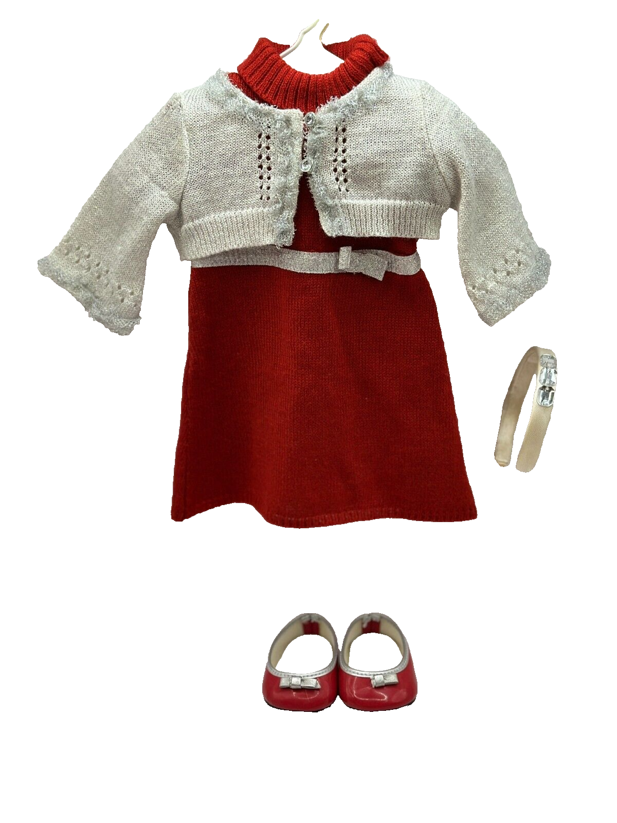 American Girl Doll RUBY & RIBBON HOLIDAY DRESS OUTFIT 2010 Silver Retired