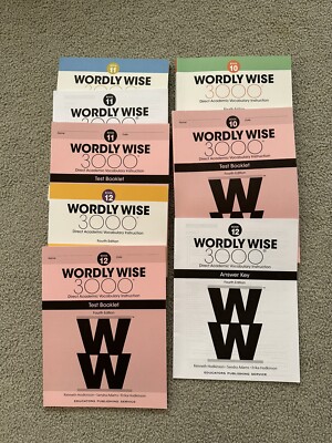 Worldly Wise 3000 Book Test Key 4th 10 11 12 Lot Of 8