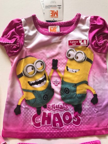 Despicable Me Toddler Girls 3pc Pajama Set Pink NEW W/Tags, Shorts, Pants, Shirt