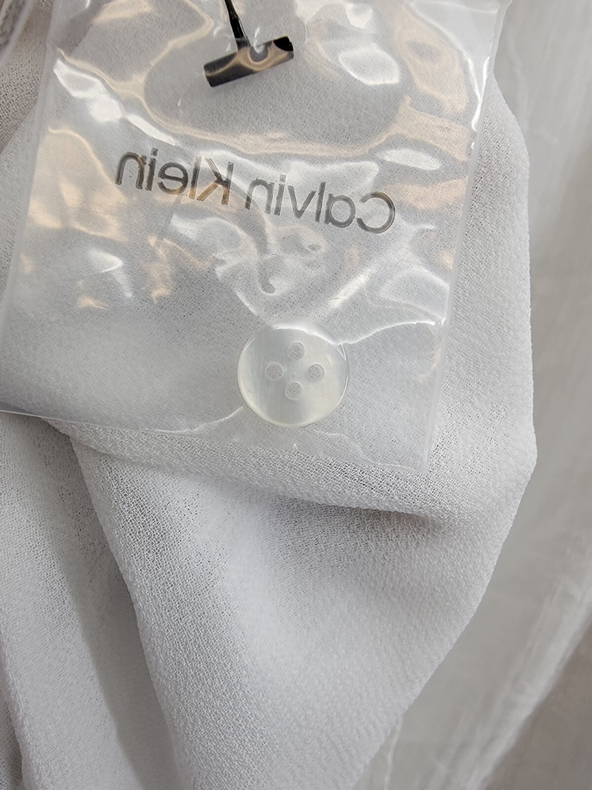 Calvin Klein Textured 3/4-Sleeve Blouse Women's XL White Button Front Closure - Picture 19 of 21