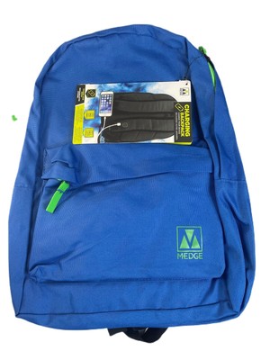 NWT Medge Tech 6000mAh 13'' Charging Backpack for Tablet Phone Head Phones Blue 