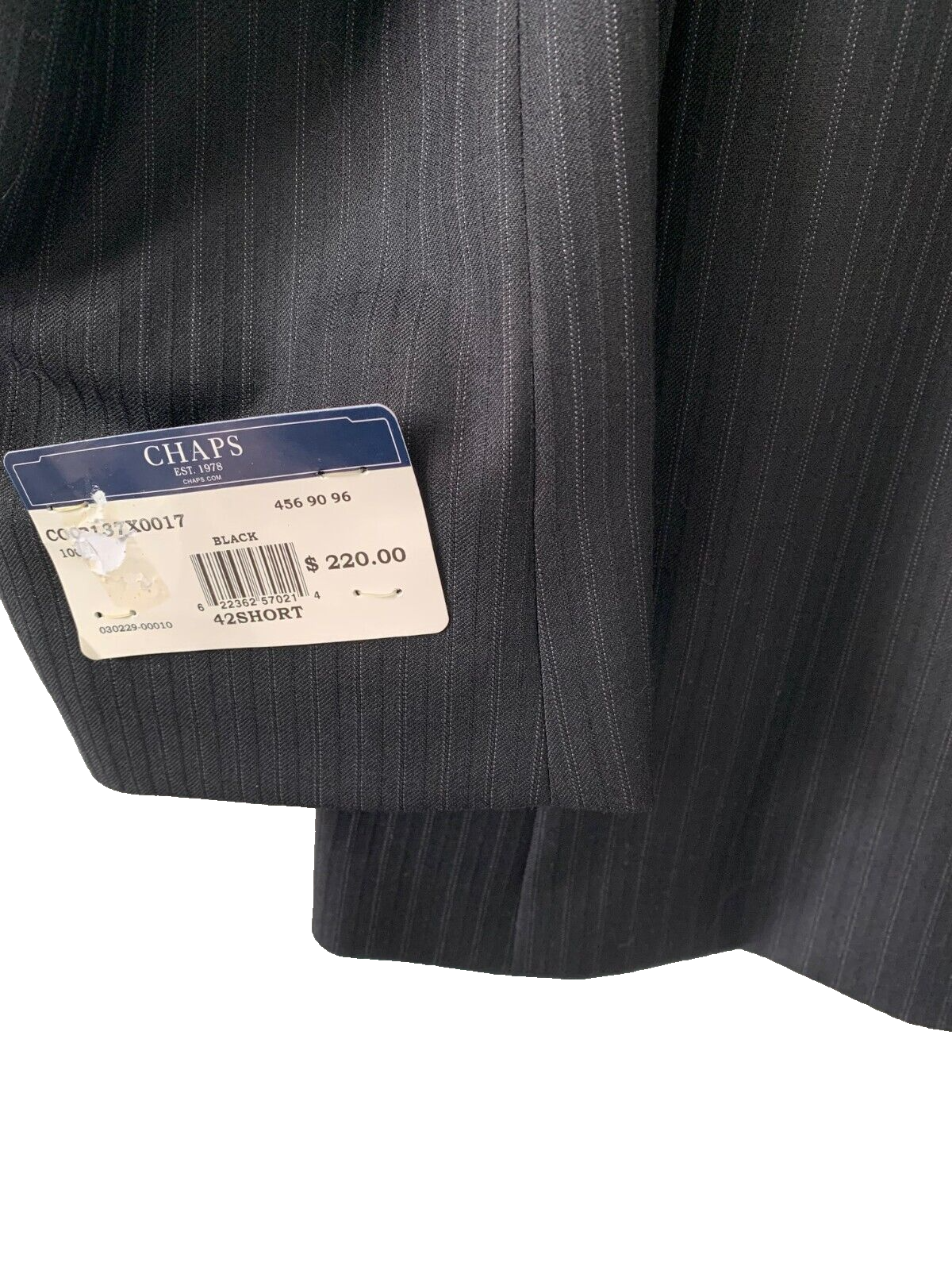 NEW Chaps Blazer Sport Coat 42S Suit Jacket 42 Short S Black Pinstripe NWT $220