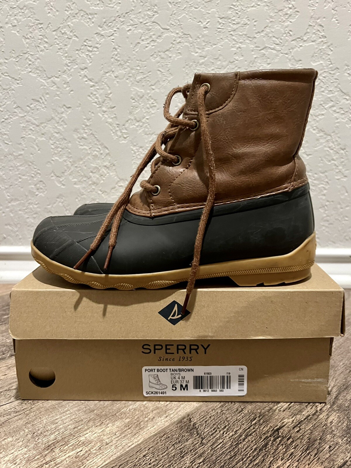 Sperry Boys Port SCK261491 Brown Closed Toe Lace Up Casual