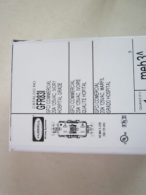 Hubbell GFCI Commercial Heavy Duty Self Test Receptacle Ivory Finish 20A GFR83I
