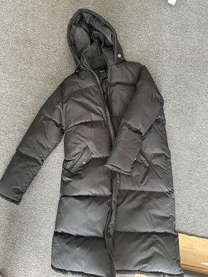 Boohoo Longline Black Puffer Jacket Size 12