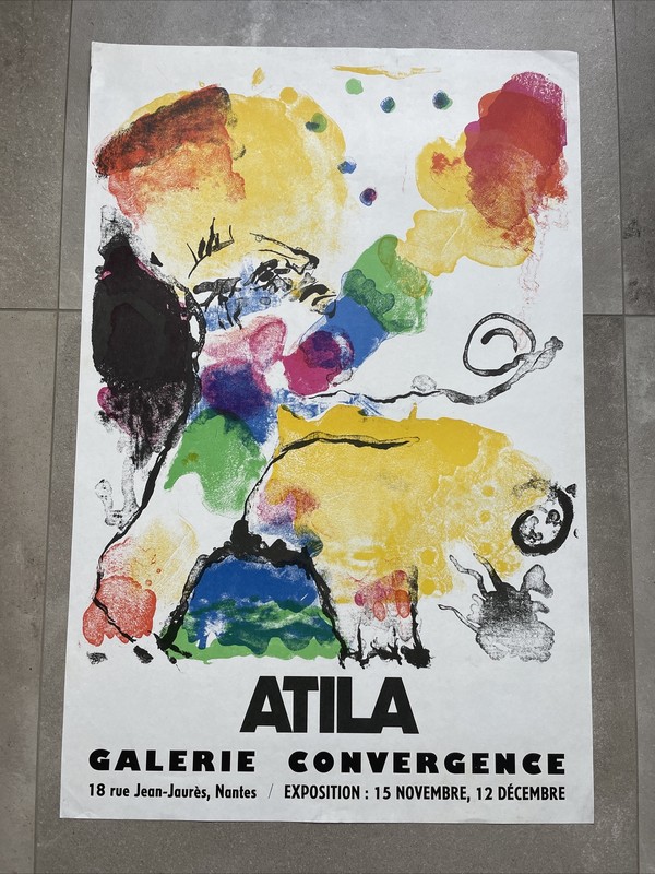 Atila - Affiche Originale Galerie Convergence 70' Nantes - 53 Cm X 80,5 Cm