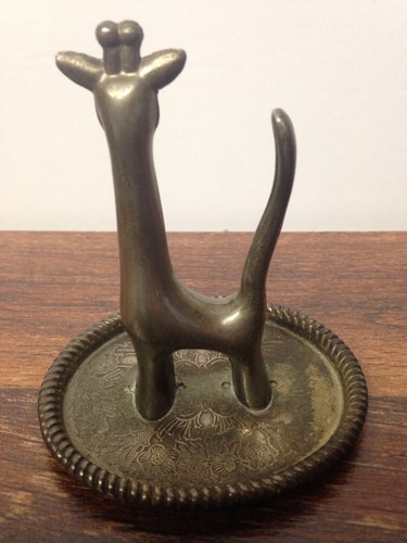 Vintage Silver Plate Giraffe Compote Figurine w/ Finely Etched Base