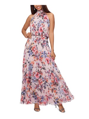 XSCAPE Женское розовое коктейльное платье без рукавов с завязками макси 10