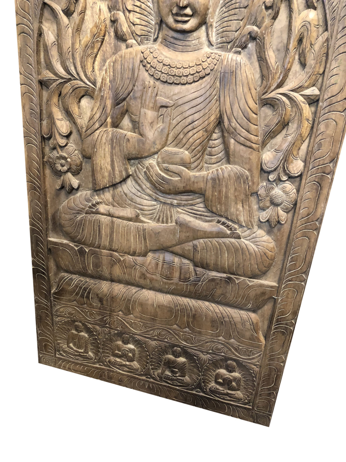 Buddha barn door RECLAIMED WOOD CARVED RUSTIC Wall Art Panel Sculpture YOGA LOVE