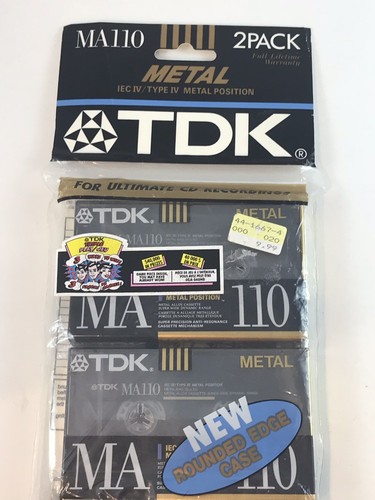 TDK MA110 Metal Cassette Black Tapes Two Pack New Sealed