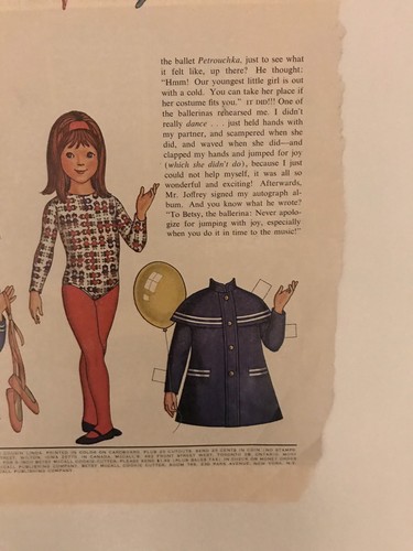 Betsy McCall Mag. Paper Doll, Betsy McCall Visits the Joffrey Ballet, Feb. 1972
