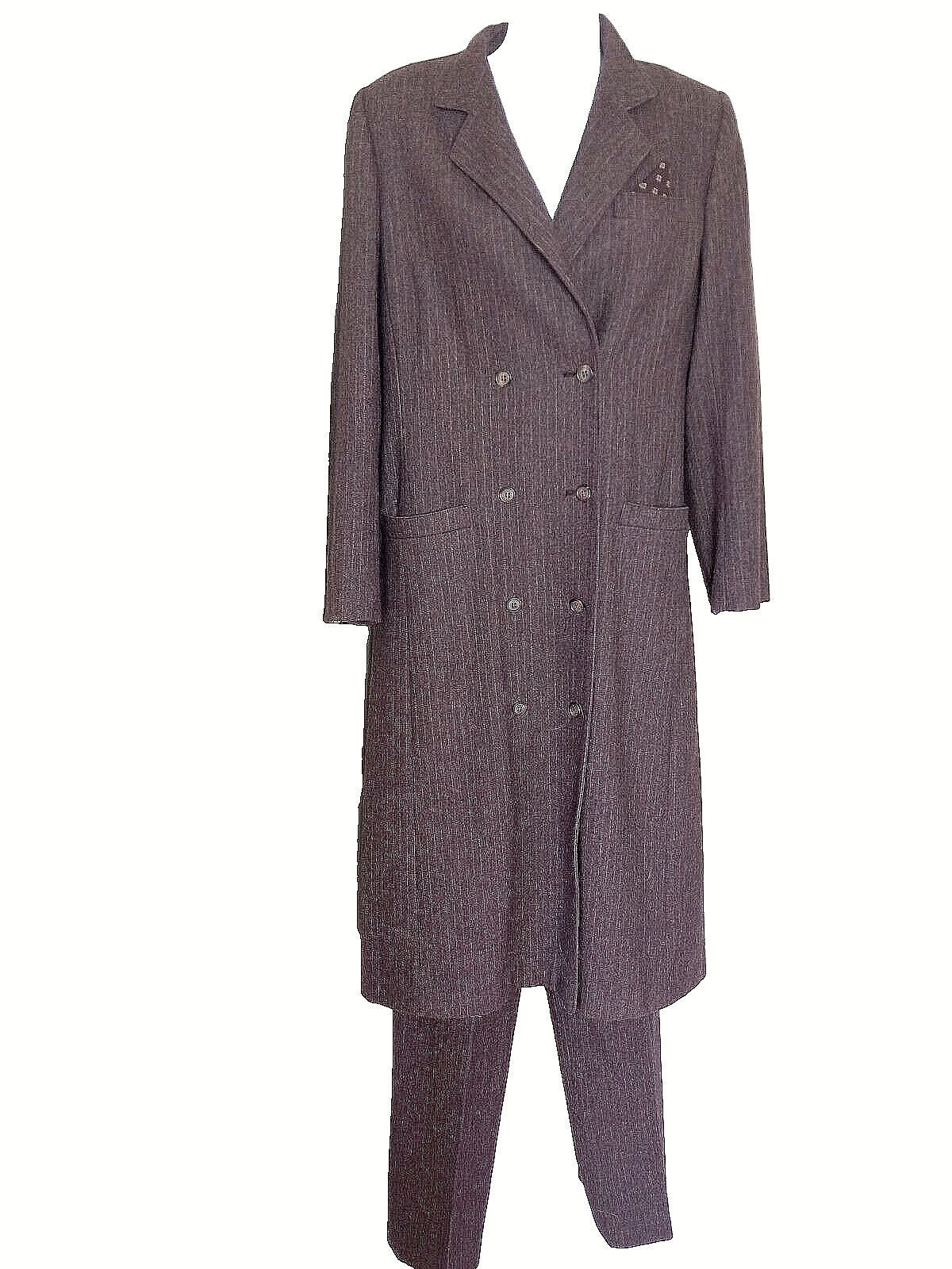 Daniel for Spellbound  Dark Burgundy Gray Wool Pinstripe Pants Suit Size 10