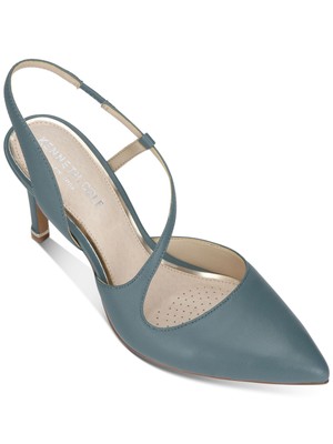 

KENNETH COLE Женские Зеленые Кожаные Туфли-лодочки Riley 85 Асимметричные Шпильки 7,5 М, Зеленый, KLS0018LE