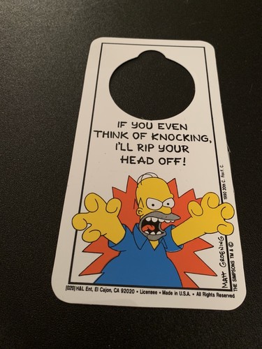Extremely Rare Bart Simpson Homer Simpson Do Not Disturb