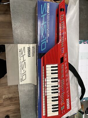 Vtg Red Yamaha SHS-10 FM Digital MIDI Keytar Keyboard & Strap Worx No Power Cord