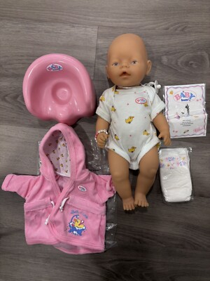 Zapf Creations BABY BORN Doll Vinyl Drink Wet Open Eyes Pacifier 17'' 90's Cute