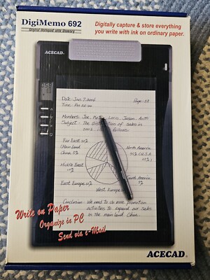 ACECAD DigiMemo 692 Digital Notepad:   Write On Paper, Organize In   NIB