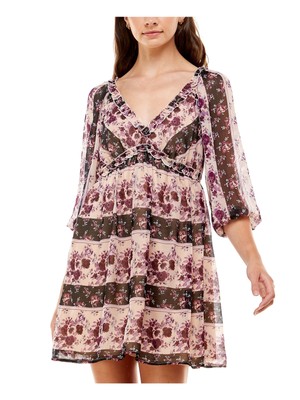 

CRYSTAL DOLLS Женское бежевое платье трапециевидной формы с завязками на подкладке и рукавами 3/4 для подростков, Бежевый