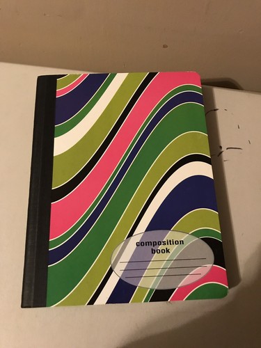 COMPOSITION BOOK LOT OF 6 STRIPED COLORFUL 100 SHEETS-WIDE RULE-9 3/4