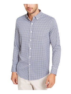 

CLUBROOM Мужская белая классическая эластичная классическая рубашка с воротником в мелкую клетку, Белый, 100067903MN