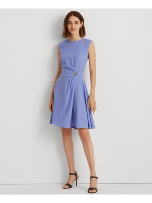 

RALPH LAUREN Женское синее платье с короткими рукавами и застежкой на люверсах, Синий