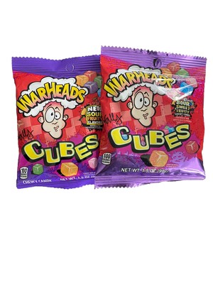 Warheads - Sour Sweet Cubes, Soft Chewy Candy 3.5oz Bag Lot of 2