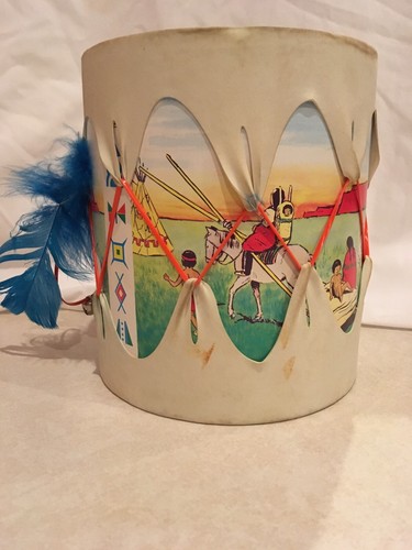 Tom Tom Vintage Kids Drum Indian Pictures Theme White TeePee JH
