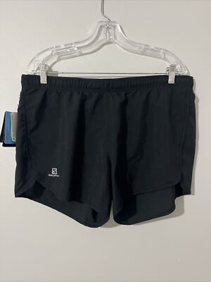 Salomon Agile Black Lined 4'' Pull On Active Hiking Running Short Womens XL