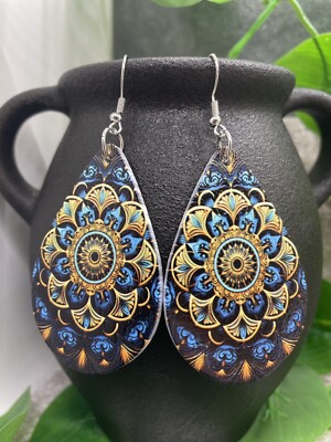 3  Silver-Tone Wood Earring Set Dangle Drop Exaggerated New Free Ship A3845