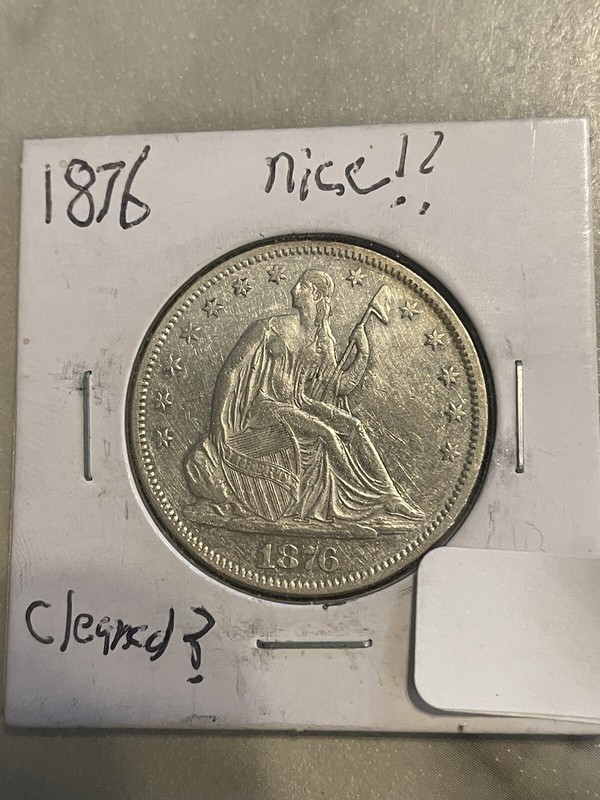 1876 seated liberty half dollar Cleaned Priced To Sell Free