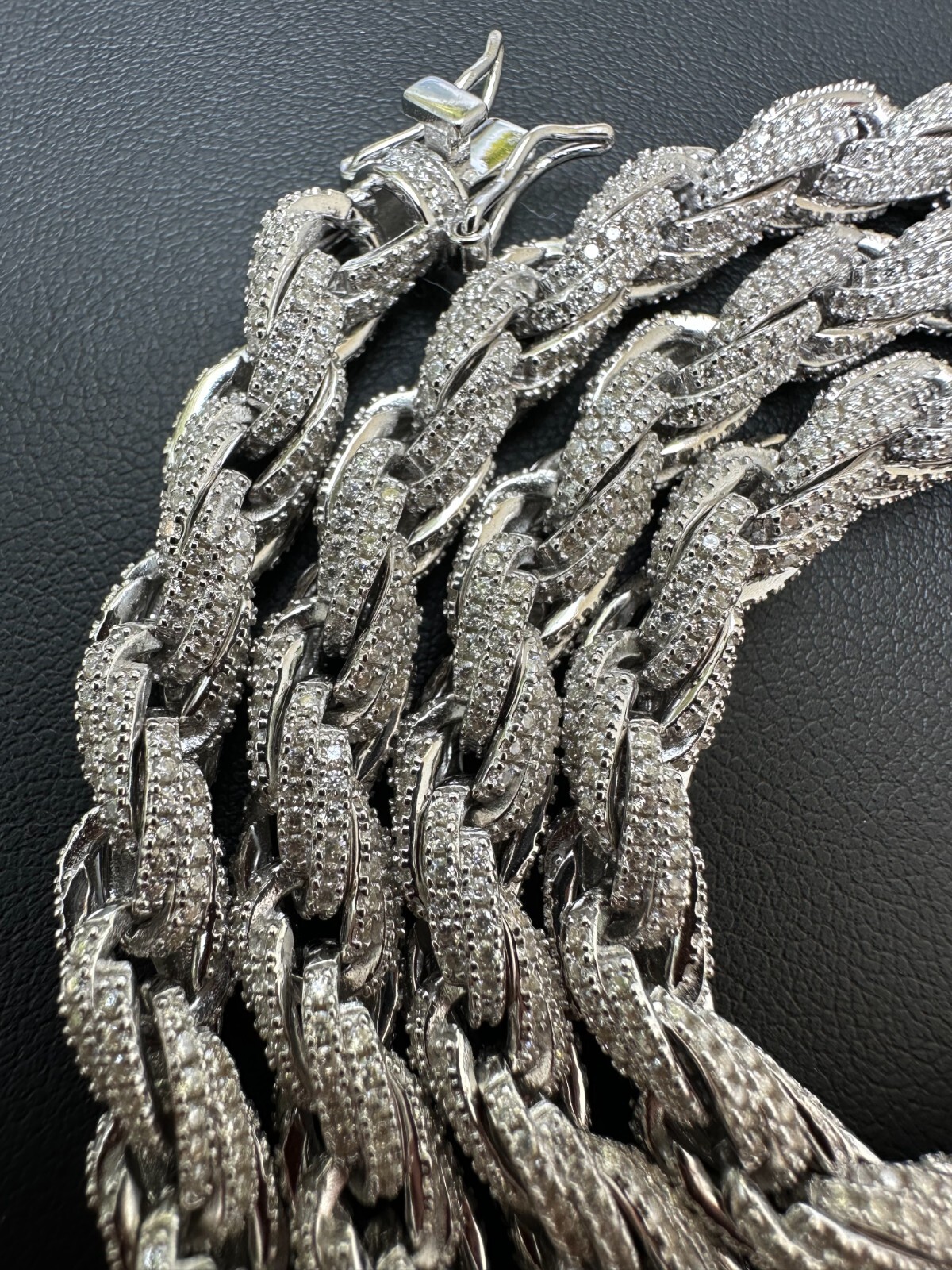 Pre-owned Harlembling Moissanite Iced 7.5mm Rope Chain Necklace Real 925 Silver Men's Hip Hop 16-28" In White/colorless