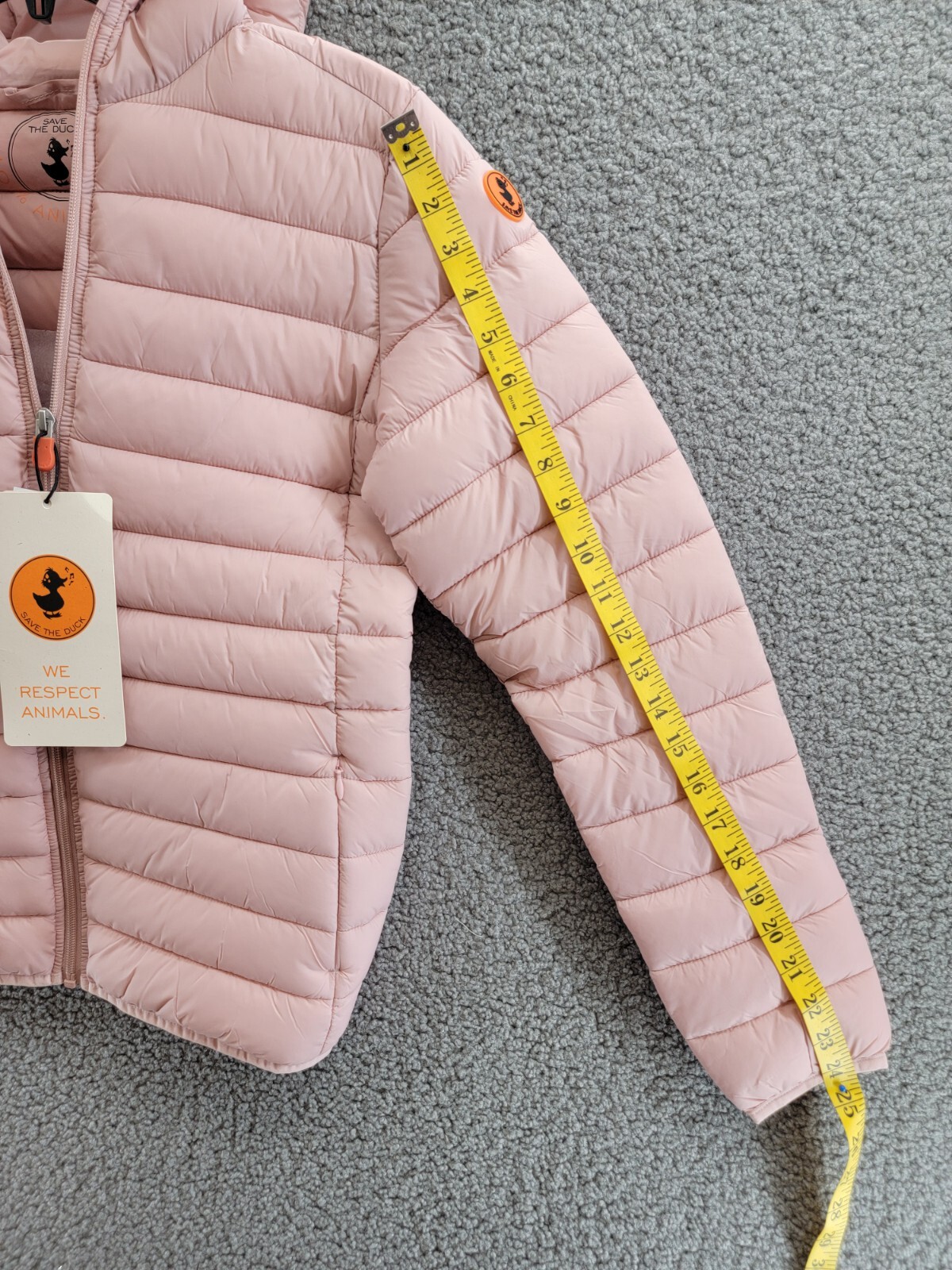 Save The Duck Lily Hooded Puffer Jacket Girls' 14 Blush Pink Full Zip Closure - Picture 8 of 22