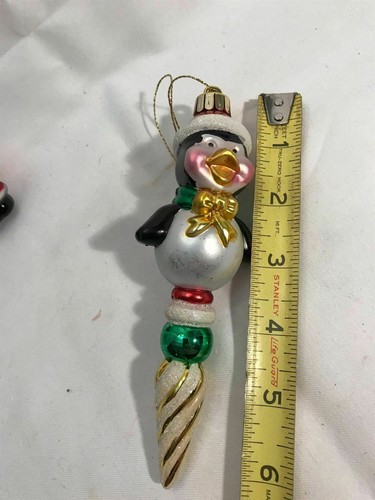 LOT OF 2 Mercury Glass Christmas TREE Ornament Santa Claus PENGUIN