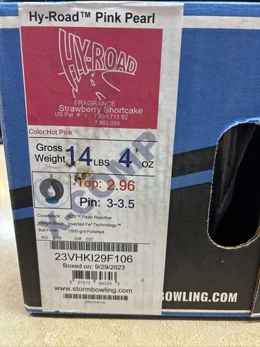 14lb NIB Storm HY-ROAD PINK PEARL X-COMP New 2nd Quality Bowling Ball