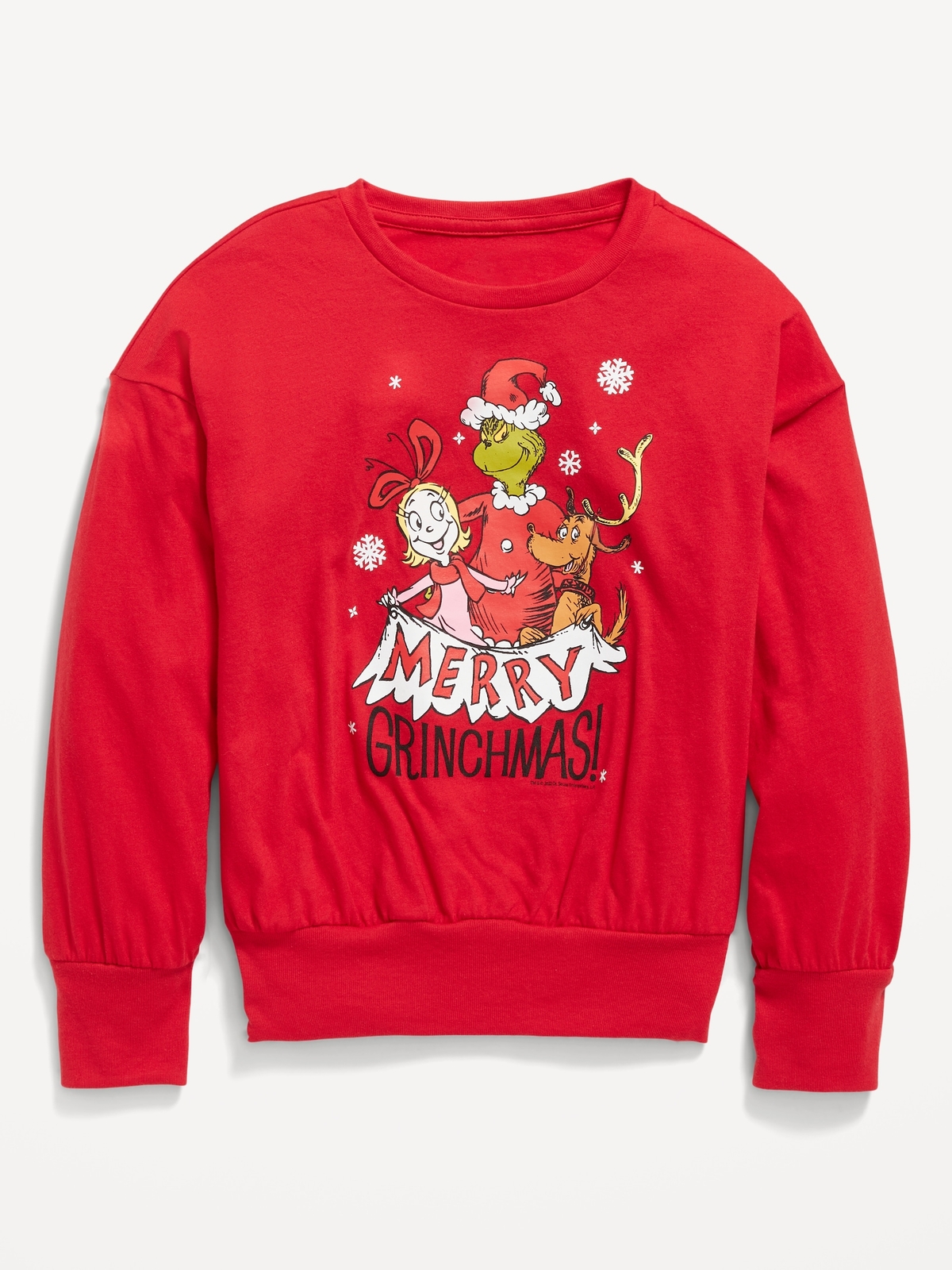

СТАРАЯ ТЕМНО-СИНЯЯ КРАСНАЯ ФУТБОЛКА С ДЛИННЫМИ РУКАВАМИ THE GRINCH GIRL, ТОП СРЕДНИЙ / 8 РОЖДЕСТВЕНСКИХ, Red multicolor