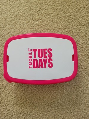 New Sealed T-Mobile Tuesdays Magenta & White Lunch Container  8.5'' x 6'' x 2.5''