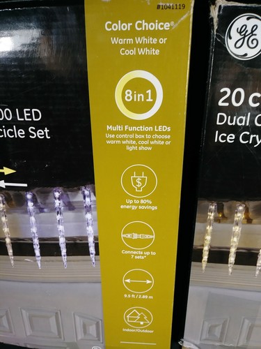 GE Color Choice 20ct 100 Dual Color Warm/Cool White LED Ice Crystal Lights x 2
