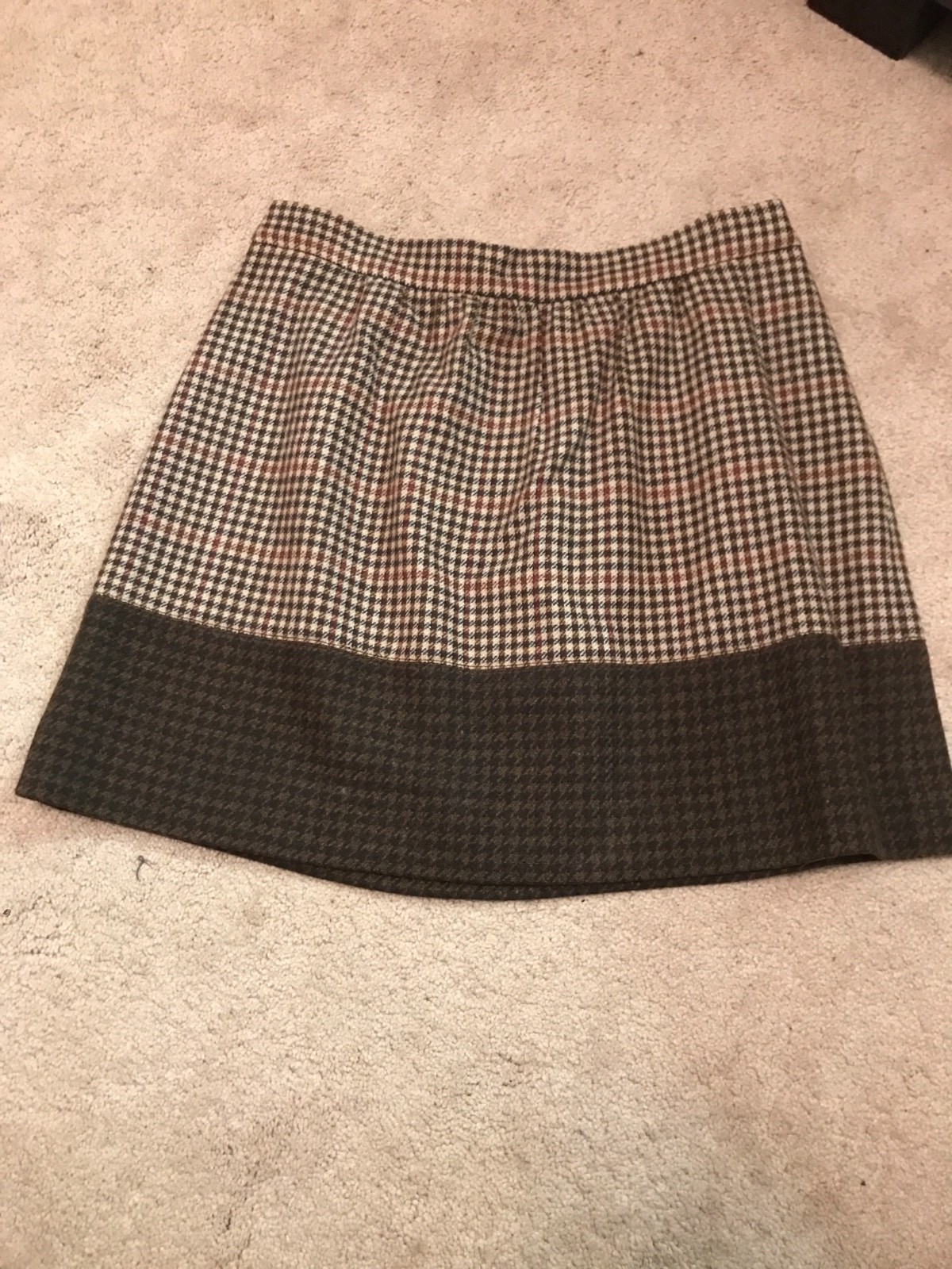 Jupe Mini J. Crew En Laine à Carreaux Marron - Taille 10, Occasion Très Bon état