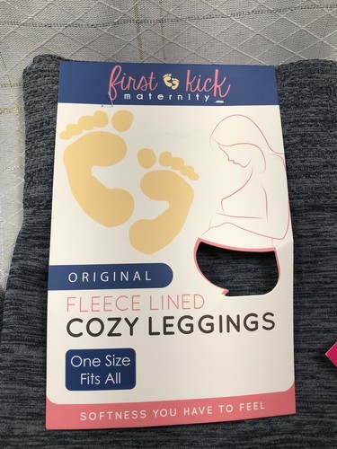 NWT Women's First Kick Maternity Gray Fleece Lined Cozy Leggings One Size Gray