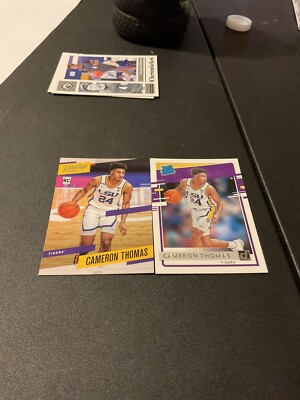 CAMERON THOMAS RC 2 ROOKIE CARD LOT-2021 PANINI PRESTIGE/RATED ROOKIE-NETS/LSU