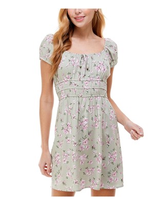 КИНГСТОН СЕРЫЙ женский галстук с коротким рукавом и круглым вырезом Мини-покрой + расклешенное платье