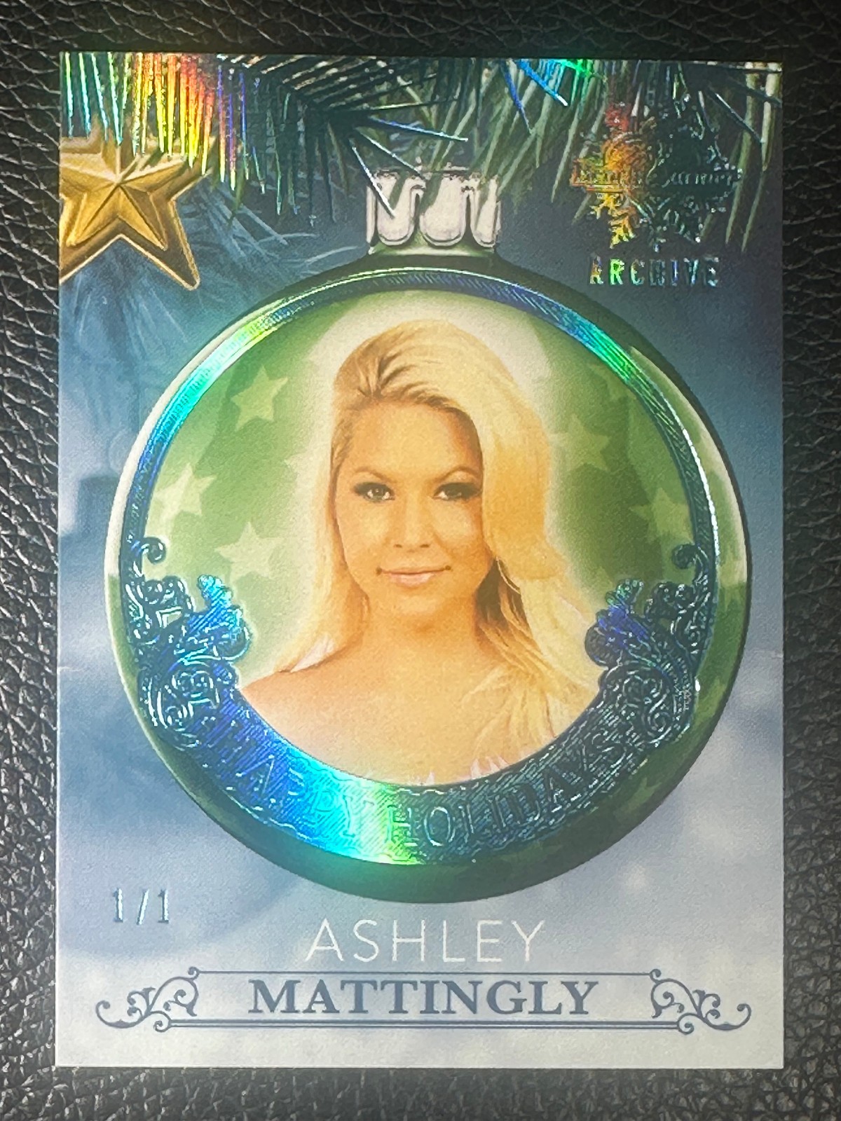 2019 Bench Warmer Archive Happy Holiday Sky Blue Foil Ashley Mattingly 1/1